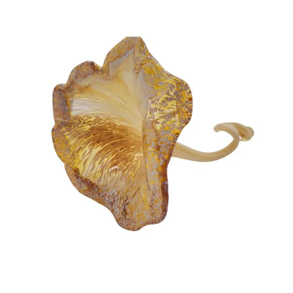 Vintage Murano Italian Glass Hand Blown Gold Open Bud Flower circa 1970s - Picture 3 of 10